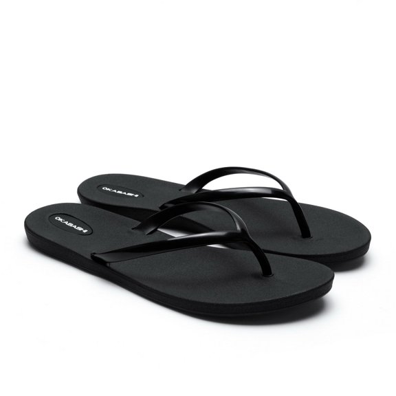Okabashi Shoreline Slim Women's Flip Flops-Black/Black-10