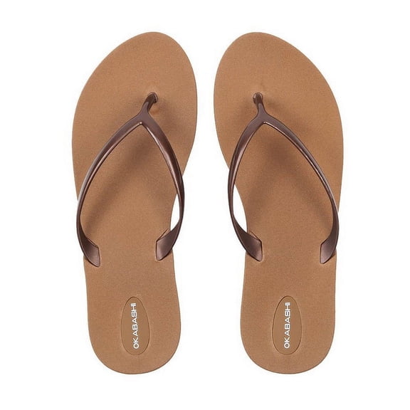 Okabashi Shoreline Slim Women's Flip Flops-Toffee/Copper-9