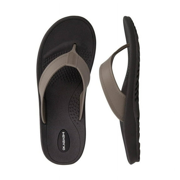 Okabashi Mariner Men's Flip Flops-Black/Fawn-ML