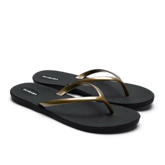Okabashi Shoreline Slim Women's Flip Flops-Black/Gold-9