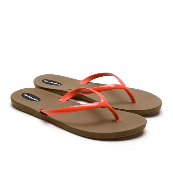 Okabashi Shoreline Slim Women's Flip Flops-Toffee/Guava-7