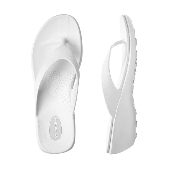 Okabashi Splash Women's Flip Flops-White-L