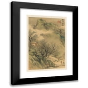 Okada Hankō 11x14 Black Modern Framed Museum Art Print Titled - Summer Retreat (Early to Mid-1800s)