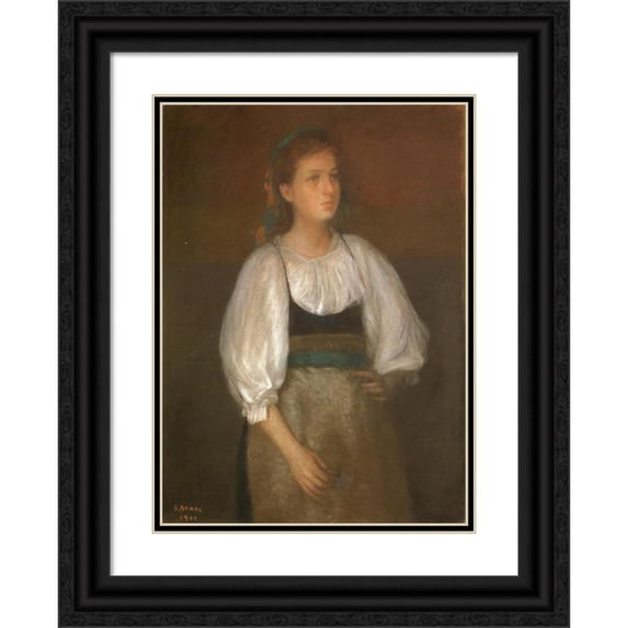 Okada Saburōsuke 11x14 Black Ornate Wood Framed Double Matted Museum Art Print Titled: Italian Girl (1901)