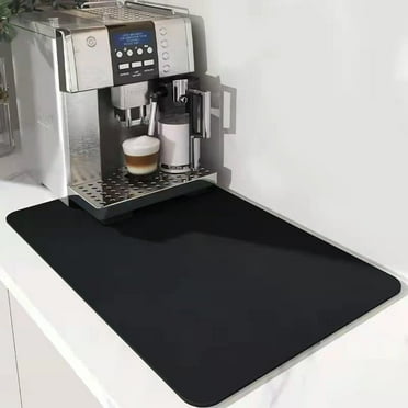 Okaka Dish Drying Mat Coffee Mat Quick Dry Hide Stain Absorbent for Kitchen Counter, Coffee Machine, Dish Rack( Black 16"x 24")
