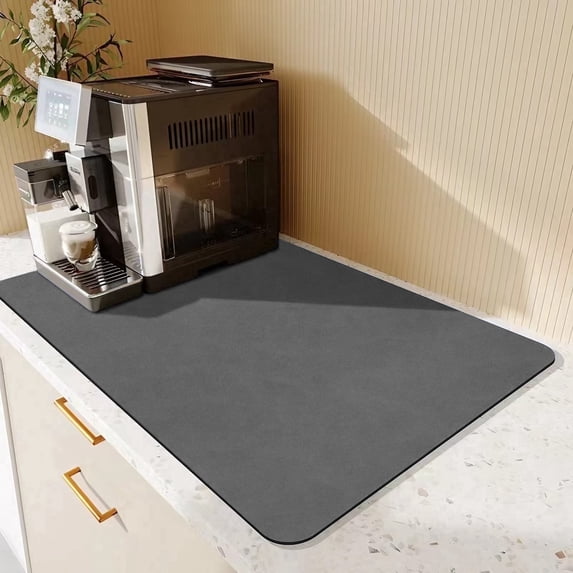 Okaka Coffee Mat & Dish Drying Mat - Quick Dry, Stain Absorbent (Gray, 18"x 28")