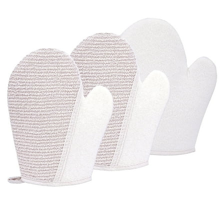 Okaka Gentle Hand and Body Exfoliation Scrubbing Mittens, One Size, Pack of 3