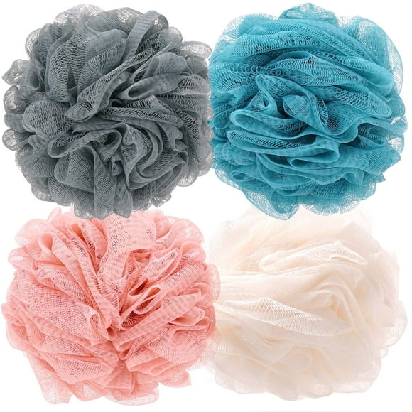 Okaka Loofah Bath Sponge Exfoliating Body Sponge Shower Puffs Soft Assorted Color Big 4 Pack