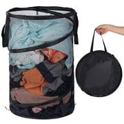 Okaka Pop-Up Collapsible Mesh Laundry Hamper Foldable Dirty Clothes Basket Black 75L
