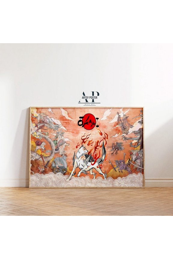 Okami Japanese Mythology Video Game Poster, Gamer Collection Wall Art Print