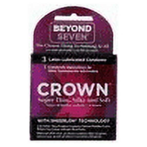 Okamoto Beyond Seven Latex Lubricated Condoms, Crown, 3 Ea