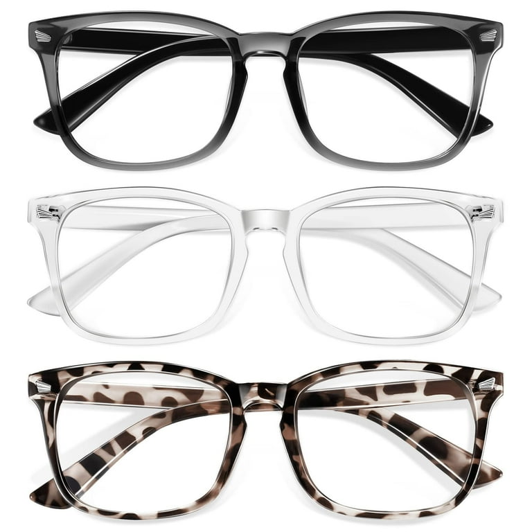 Okany Blue Light Glasses for Kids 3 Pack Blue Light Blocking Glasses for Girls Boys Computer Gaming Screen Glasses Anti Glare Eyestrain Teen Fashion Glasses Age 3 10 Grey Black Transparent Leopard Wal...