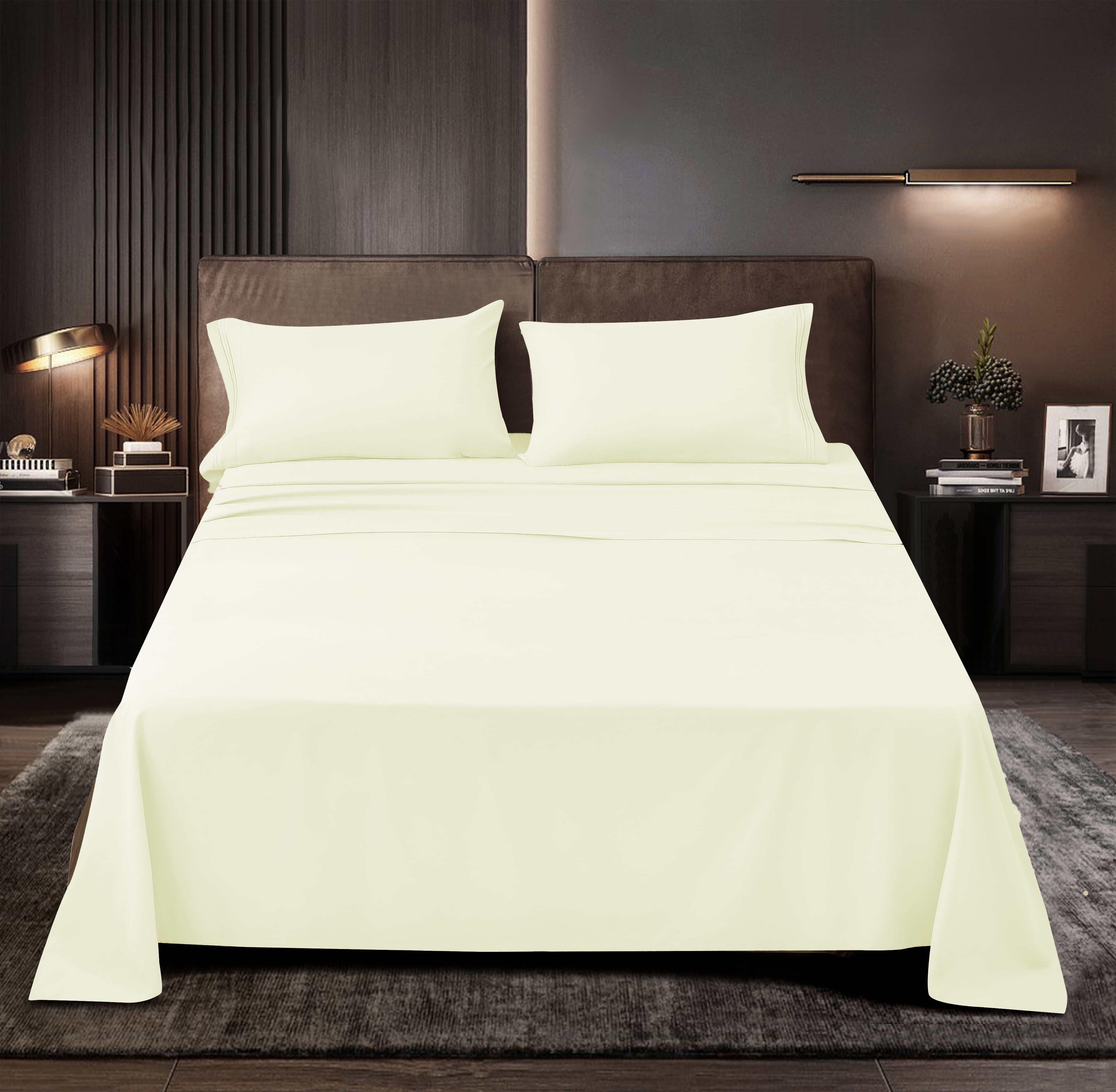 Okao Double Brushed %100 Microfiber Sheets Set - Deep Pockets - Hypoallergenic - Fade, Wrinkle ,Stain Resistant, Soft, Luxury, Microfiber Sheets Set - 3 Pieces, Twin XL , Ivory