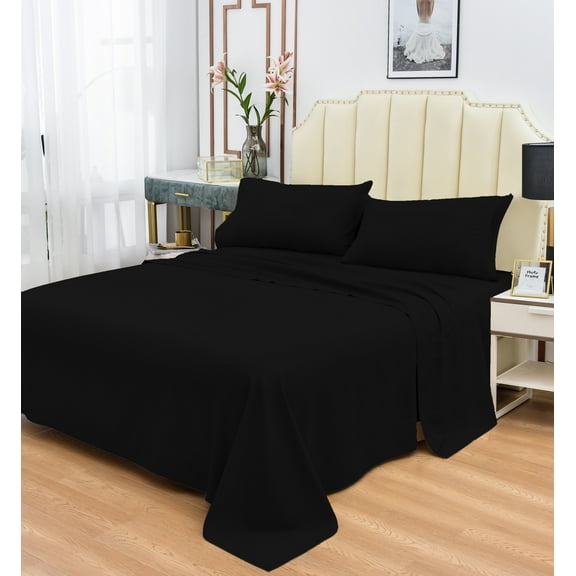 Okao Wholesale Rayon Made from Bamboo Sheet Set - Wrinkle Free -Softer than Cotton- Deep Pockets - 3 Piece - 1 Fitted Sheet, 1 Flat, 1 Pillowcases Twin XL, Black