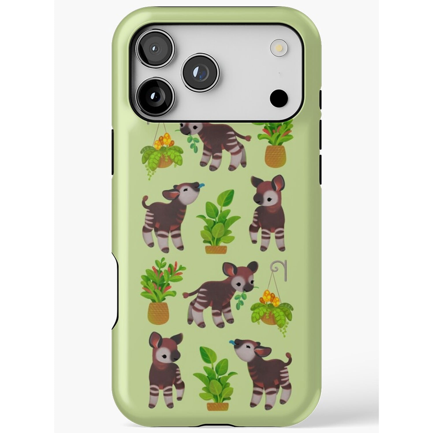Okapi and Potted Plant Light Green Tough Case for Apple iPhone ...
