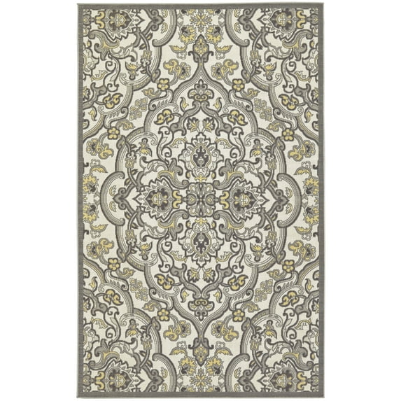 Okara Contemporary Transitional Rug, Gray/Lemon, 5ft x 8ft Area Rug