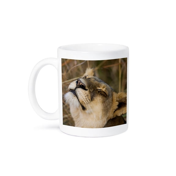 3drose, Okavango Delta, Botswana. a Female Lion Looking Content., 15oz Mug
