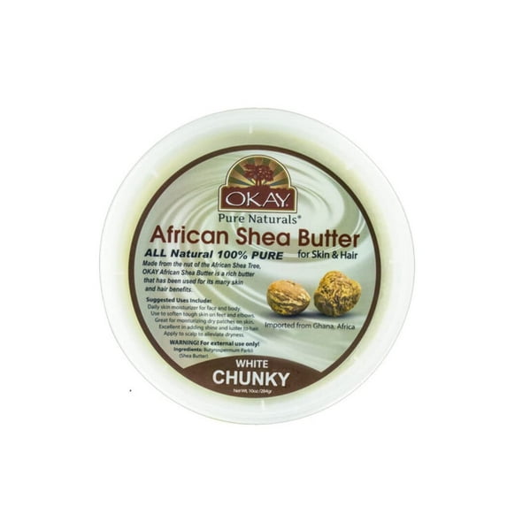 Okay African Shea Butter White Jar Chunky Moisturizer For Face and Body, 10 Oz, 3 Pack