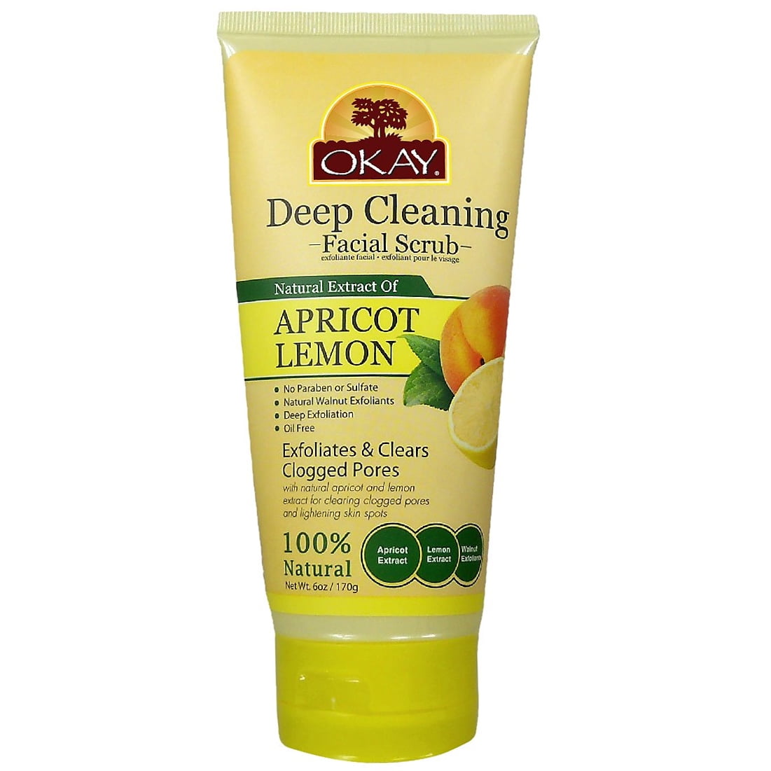 Okay Apricot & Lemon Facial Scrub, Deep Exfoliation, Leaves Skin 