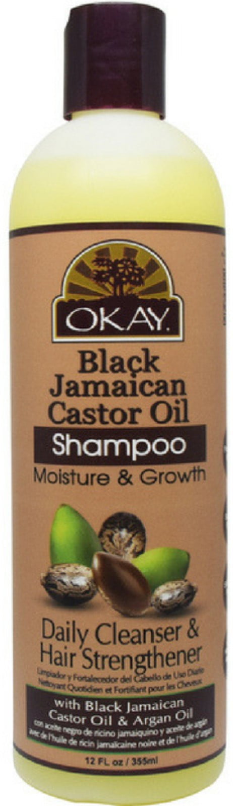 Okay Black Jamaican Castor Oil Moisture & Growth Shampoo 12 oz (Pack of 4)