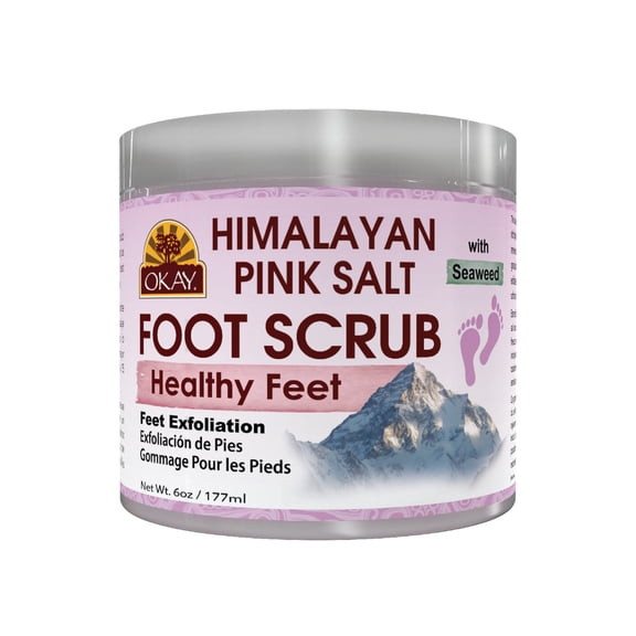 OKAY Himalayan Pink Salt & Seaweed Foot Scrub 6 oz Exfoliating, Softening, Fresh Feet Care