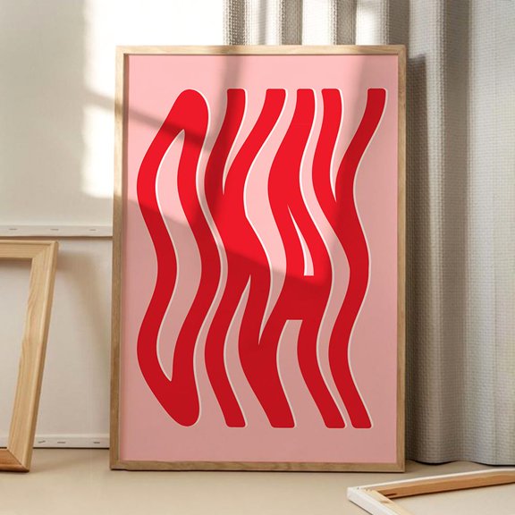 Okay Poster Wave Text Wall Art , Poster Print Only