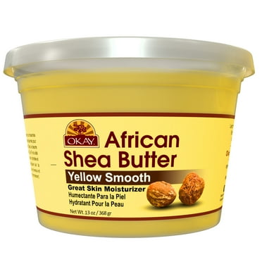 Okay Pure Naturals African Shea Butter Natural Hair and Skin Moisturizer for Dry Scalp and Skin, Yellow Smooth, 13 oz