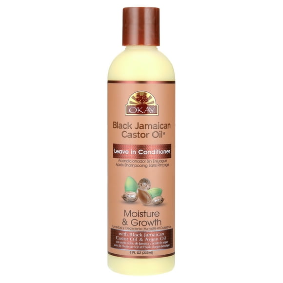 Okay Pure Naturals Black Jamaican Castor Oil Leave In Conditioner with Argan Oil, 8 fl oz