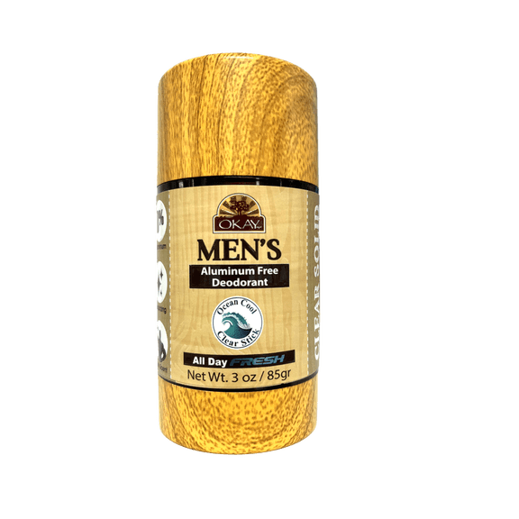 OKAY Men's Odor-Fighting Long-Lasting Aluminum-Free Deodorant Solid Stick with All-Natural Ingredients, Light Fresh
