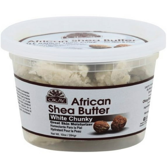 Okay Pure Naturals Shea Butter Raw White Chunky, 10 oz (Pack of 3)