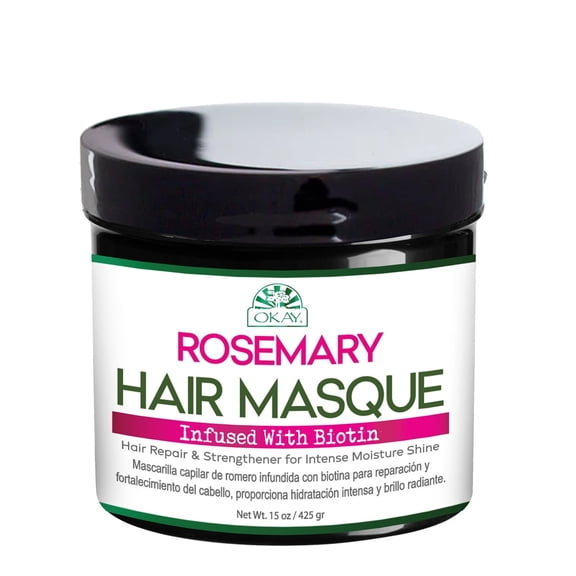 OKAY Rosemary Hair Masque with Biotin 15 oz – Deep Conditioning Hair Mask for Strength, Repair, Moisture & Frizz Control