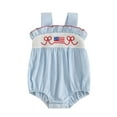 thumbnail image 1 of Okbabeha 4th Of July Baby Girl Outfits Newborn Patriotic Fourth Of July Romper Casual American Flag Print Strap Sleeveless Jumpsuit Independence Day Summer Clothes, 1 of 8
