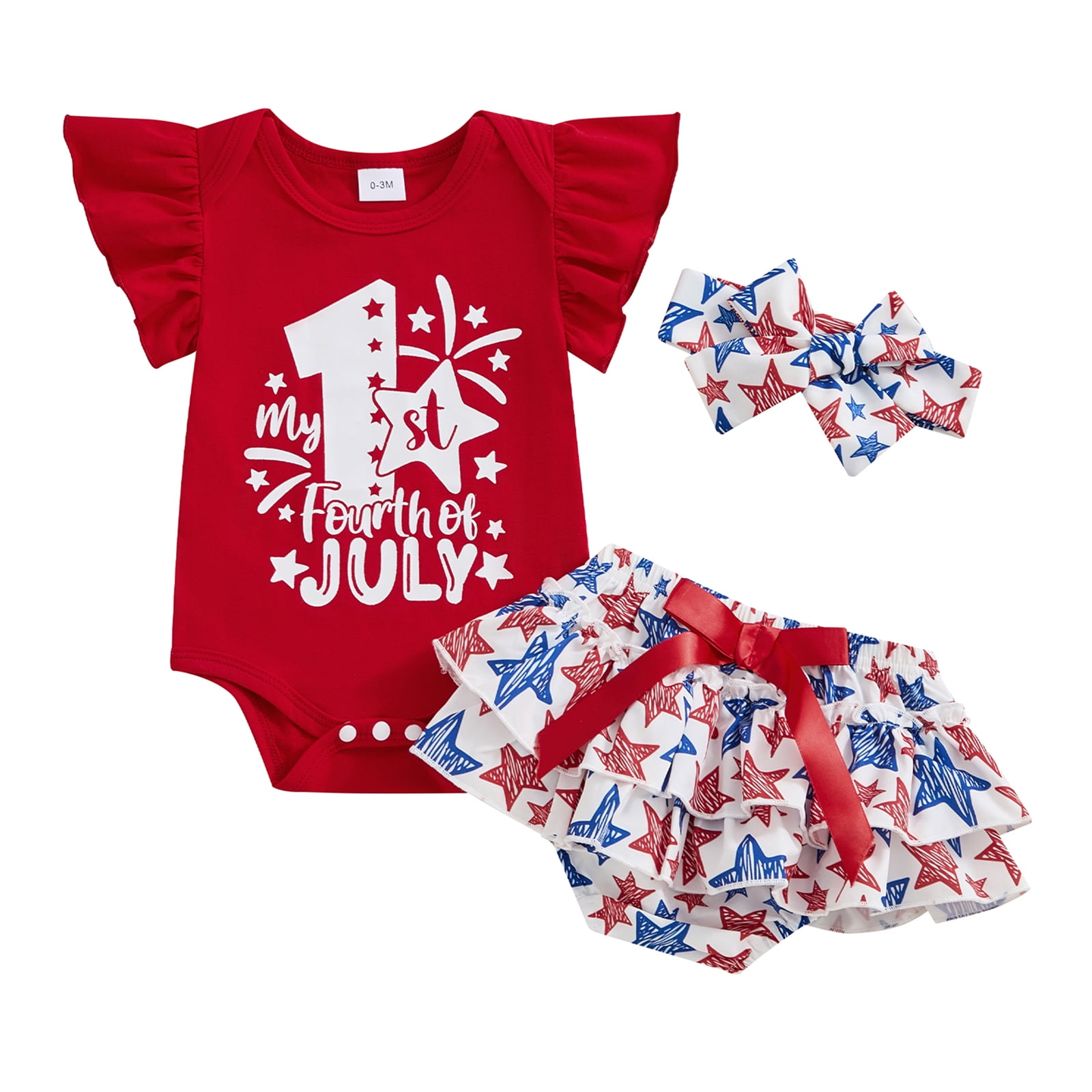 Okbabeha 4th Of July Baby Girl Outfit Newborn My First Fourth Of July ...