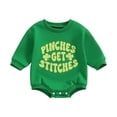 thumbnail image 1 of Okbabeha Baby Boy Girl St Pattys Day Outfit Cute Sweatshirts Bubble Romper Onesie St Patrick Day Toddler Clothes, 1 of 7