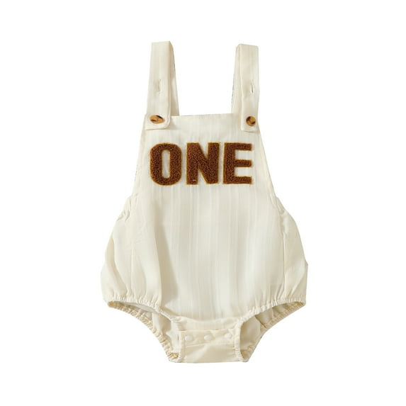Okbabeha Baby Boys First Birthday Outfits One Year 1st Birthday one-piece Summer Romper Infant Sleeveless Letter Embroidery Overall