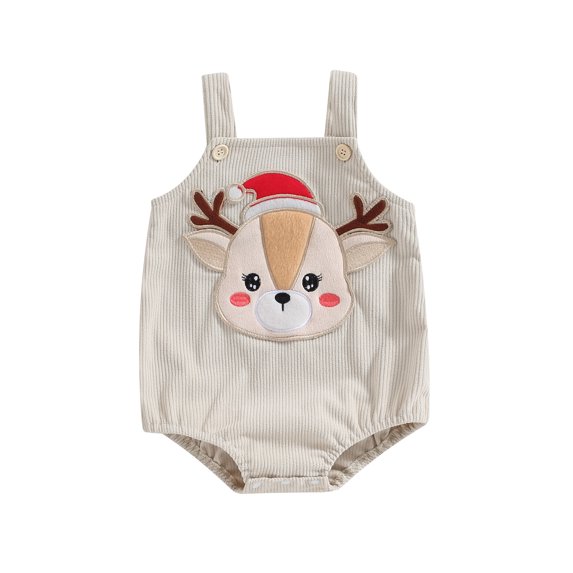 Okbabeha Baby Christmas Outfit Newborn Boy Girl Cute Reindeer Romper Suspender Overalls Onesie First Christmas Clothes