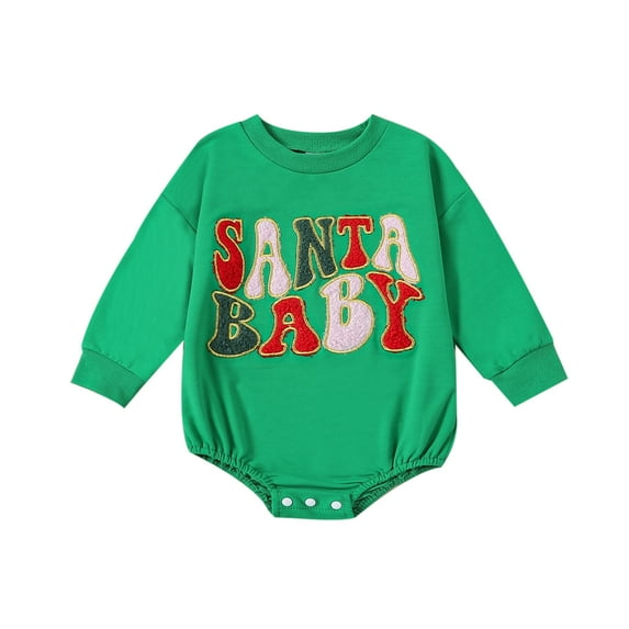 Okbabeha Baby Girl Boy Christmas Outfit My First Christmas Sweater Sweatshirt Shirt Bubble Romper Onesie Santa Clothes