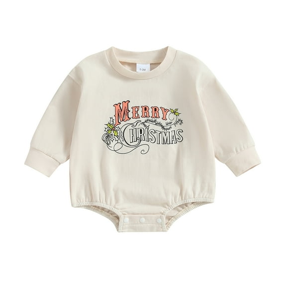 Okbabeha Baby Girl Boy Christmas Outfit My First Christmas Sweater Sweatshirt Shirt Bubble Romper Onesie Santa Clothes