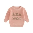 thumbnail image 1 of Okbabeha Baby Girl Christmas Sweaters Cute Long Sleeve Letter Embroidery Knit Pullover Sweatshirt Warm Fall Winter Clothes, 1 of 7