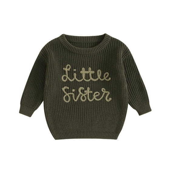 Okbabeha Baby Girl Christmas Sweaters Cute Long Sleeve Letter Embroidery Knit Pullover Sweatshirt Warm Fall Winter Clothes