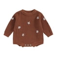 thumbnail image 1 of Okbabeha Baby Girl Chunky Sweater Knit Oversized Sweatshirt Romper Onesie Long Sleeve Crewneck Pullover Top for Newborn, 1 of 7