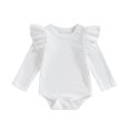 thumbnail image 1 of Okbabeha Baby Girl Clothes Outfits Basic Ruffle Long Sleeve Ribbed Knit Onesie Romper Bodysuit Tops Newborn Fall Winter Clothes, 1 of 7