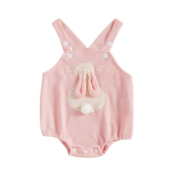 Okbabeha Baby Girl Easter Outfit Sleeveless Bunny Romper Bodysuit Jumpsuit Cute Newborn Summer Clothes