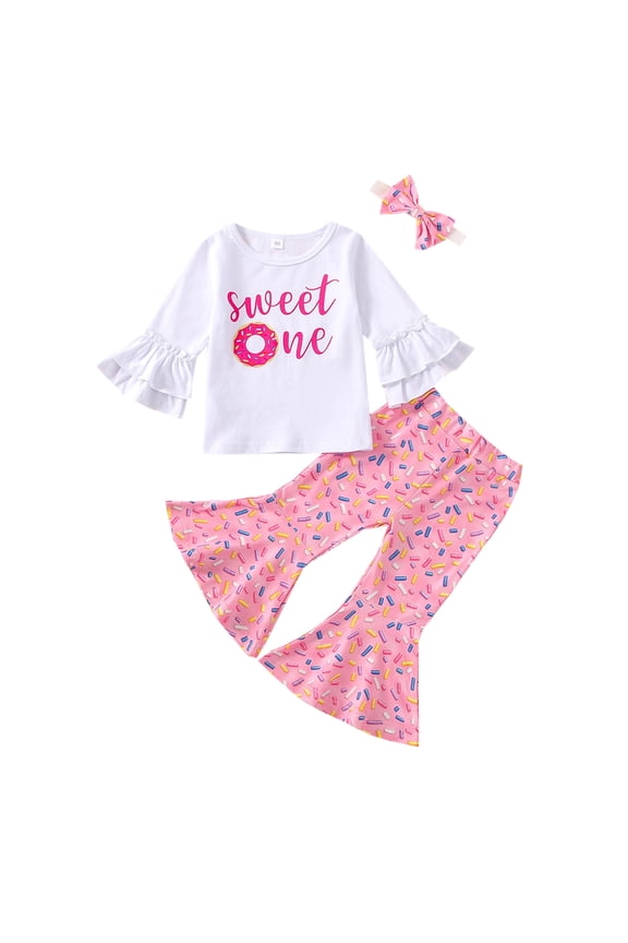 Baby Girl First Birthday Outfit Sweet One Long Sleeve Shirt Top+Long Pants+Headband Set 1st Birthday Clothes 3Pcs