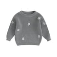 thumbnail image 1 of Okbabeha Baby Girl Floral Sweater Toddler Sweaters Long Sleeve Knit Sweater Crewneck Sweatshirt Newborn Infant Fall, 1 of 7