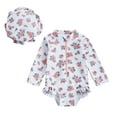 thumbnail image 1 of Okbabeha Baby Girl Rash Guard Swimsuit Floral Long Sleeve Bathing Suit Swim Cap, 1 of 1