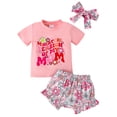 thumbnail image 1 of Okbabeha Baby Girl Summer Clothes Letter T Shirt Top +Floral Bloomer Shorts+Headband 3 Piece Shorts Set Toddler Infant Outfit, 1 of 1
