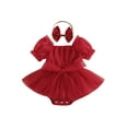thumbnail image 1 of Okbabeha Baby Girl Tulle Dress Romper Sleeveless  one-piece  Knot Front Pleated Bodysuit Newborn Mesh Princess Baptism Dresses Outfits, 1 of 9