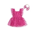 thumbnail image 1 of Okbabeha Baby Girl Valentines Day Outfit Tulle Tutu Romper Dress Hearts Sequin  one-piece  Bodysuit 1st Valentines Gift Cake Smash Photos, 1 of 9