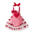 thumbnail image 1 of Okbabeha Baby Girl Valentines Day Outfits Halter Sleeveless Romper Dress Heart Print  one-piece  Bodysuit with Tutu Tulle Skirt Hem, 1 of 7